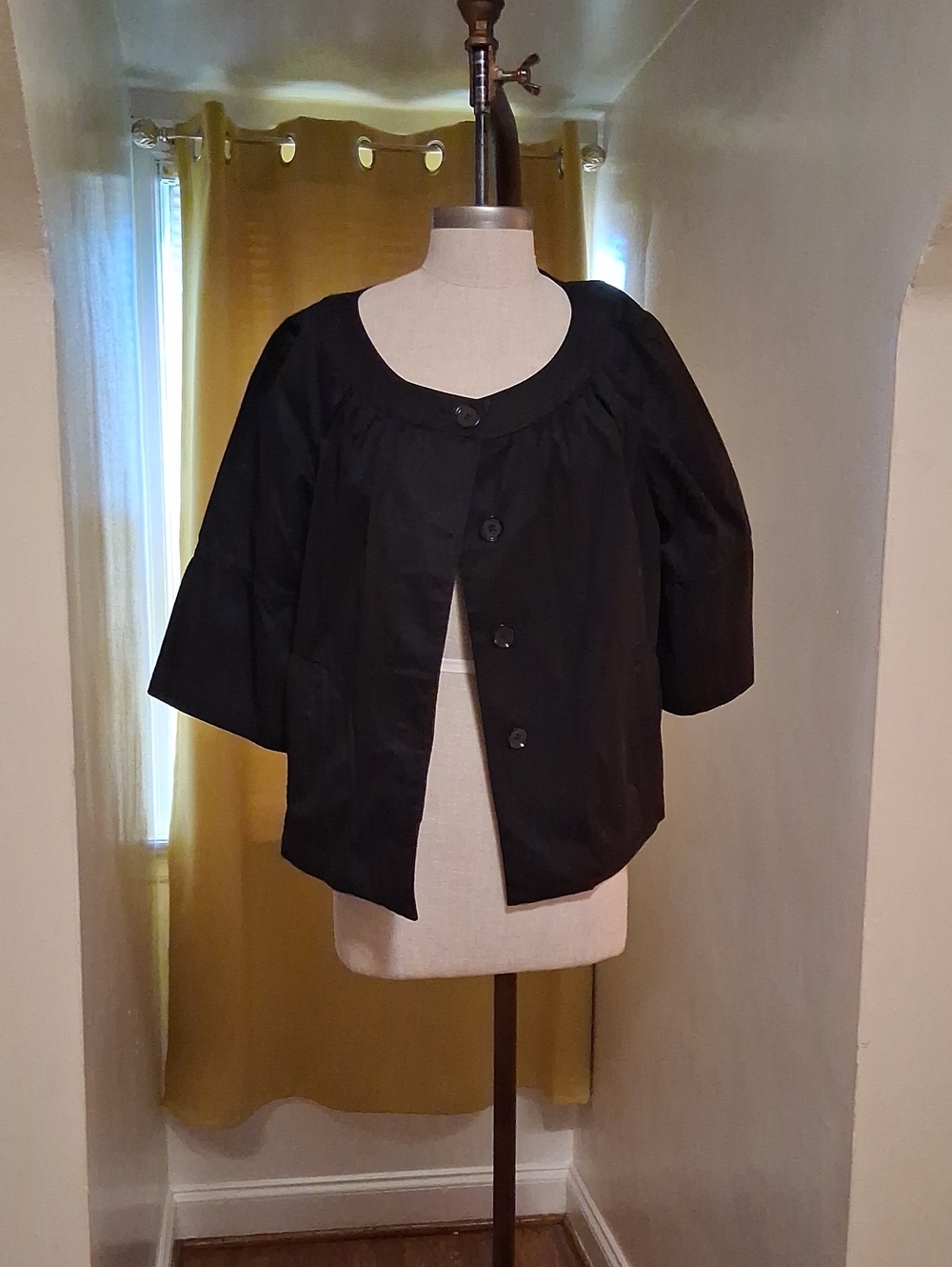 Talbots Black Short Sleeve Button-Front Jacket